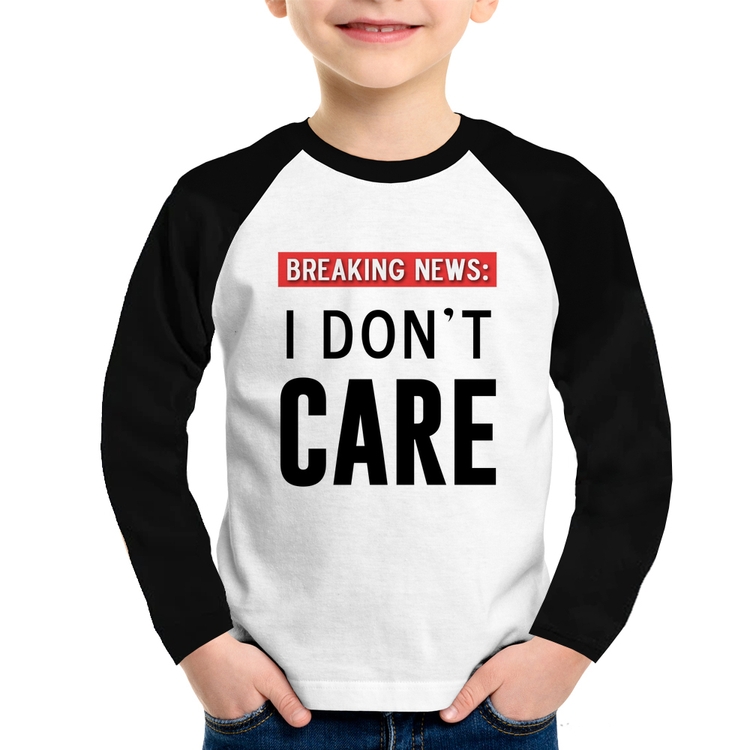 Camiseta Raglan Infantil I don't care Manga Longa