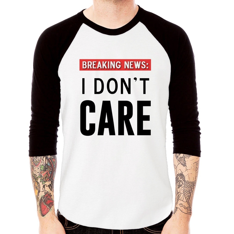 Camiseta Raglan I don't care Manga 3/4