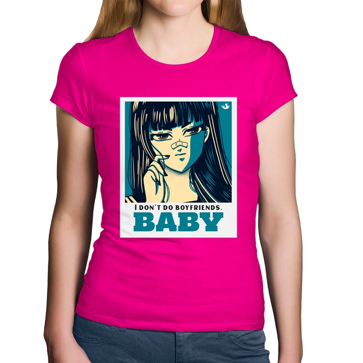 Baby Look Algodão I don't do boyfriends - Rosa