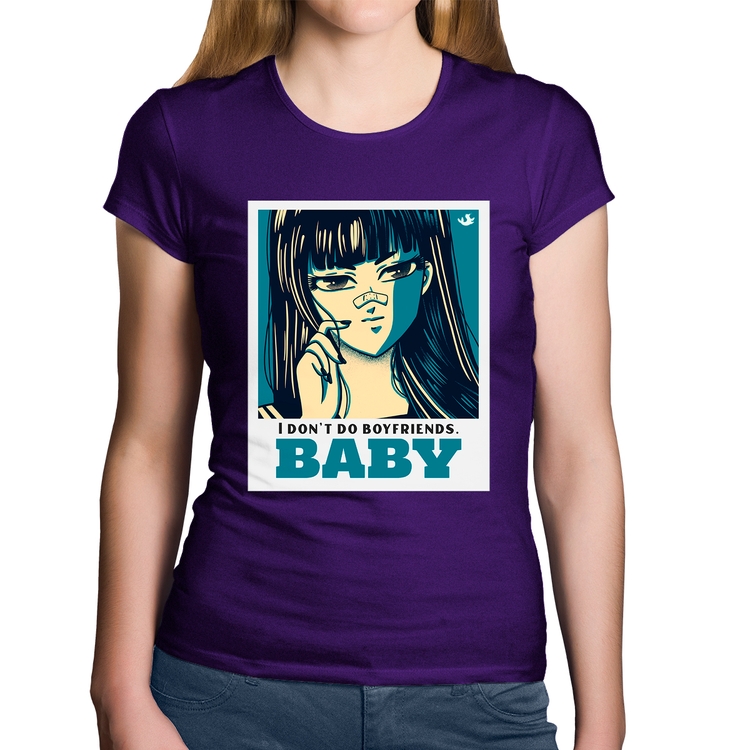 Baby Look Algodão I don't do boyfriends - Roxa