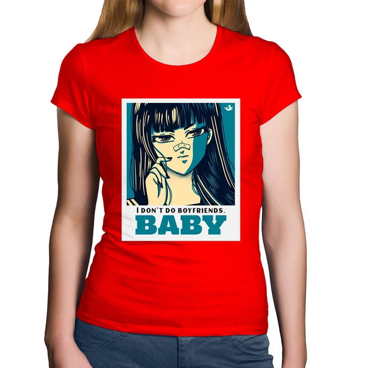 Baby Look Algodão I don't do boyfriends - Vermelha