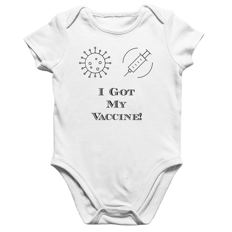 Body Bebê Algodão I Got My Vaccine - Branco