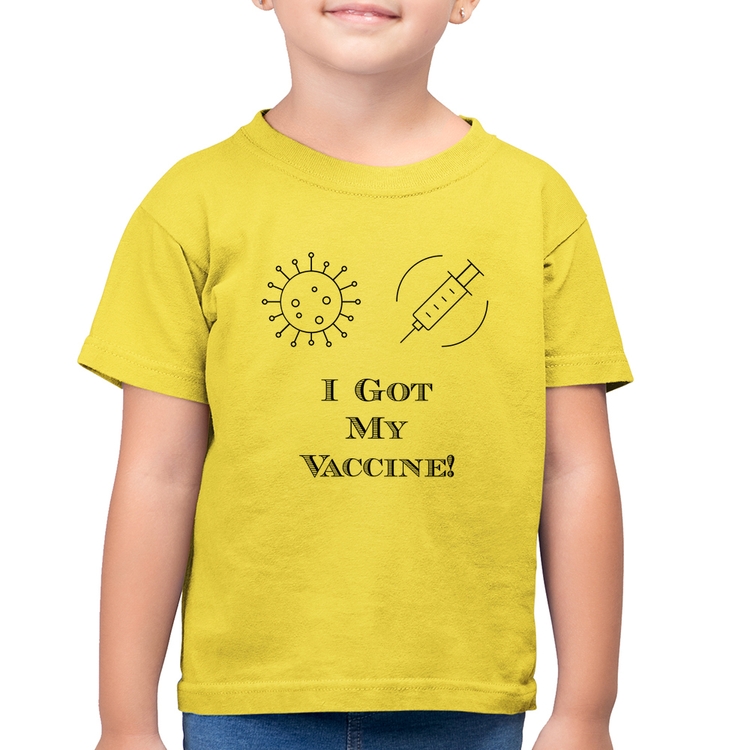 Camiseta Algodão Infantil I Got My Vaccine - Amarelo Canário