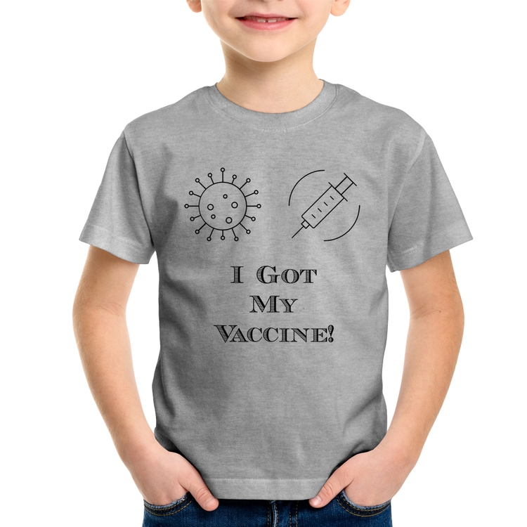 Camiseta Infantil I Got My Vaccine - Cinza