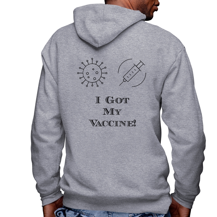 Blusa Moletom I Got My Vaccine Masculina com Capuz e Zíper - Mescla