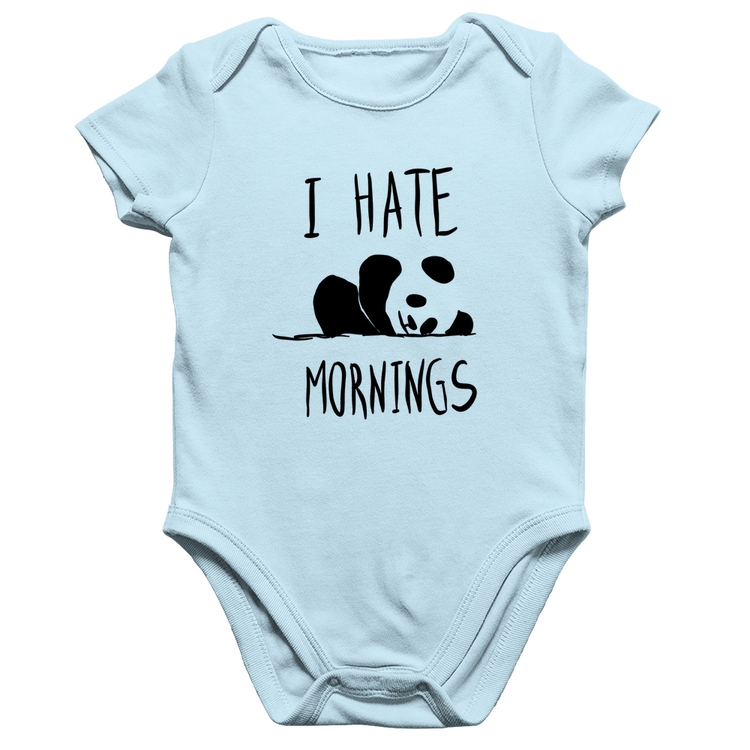 Body Bebê Algodão I Hate Mornings - Azul Bebê