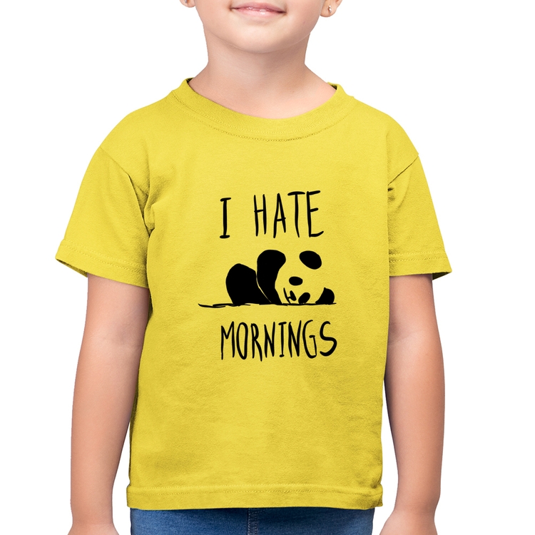 Camiseta Algodão Infantil I Hate Mornings - Amarelo Canário