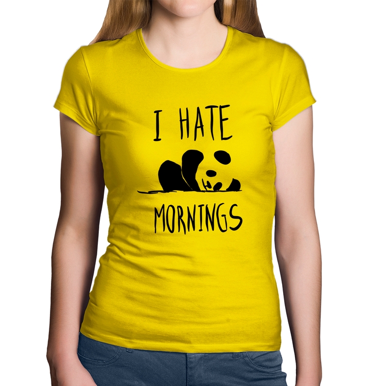 Baby Look Algodão I Hate Mornings - Amarela