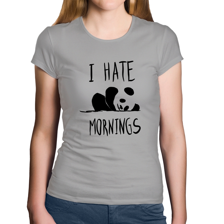 Baby Look Algodão I Hate Mornings - Cinza