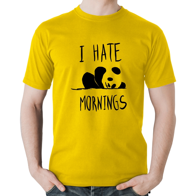 Camiseta Algodão I Hate Mornings - Amarela