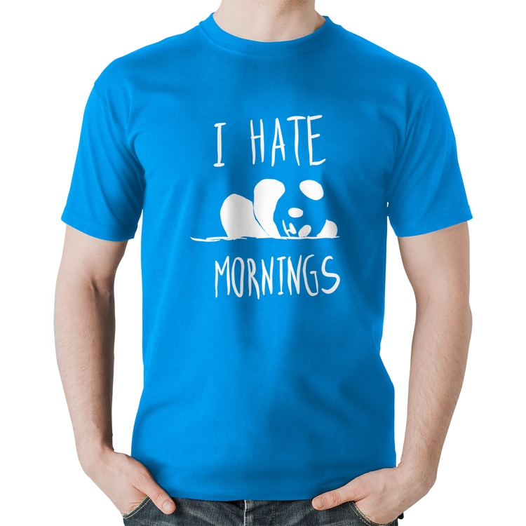 Camiseta Algodão I Hate Mornings - Azul