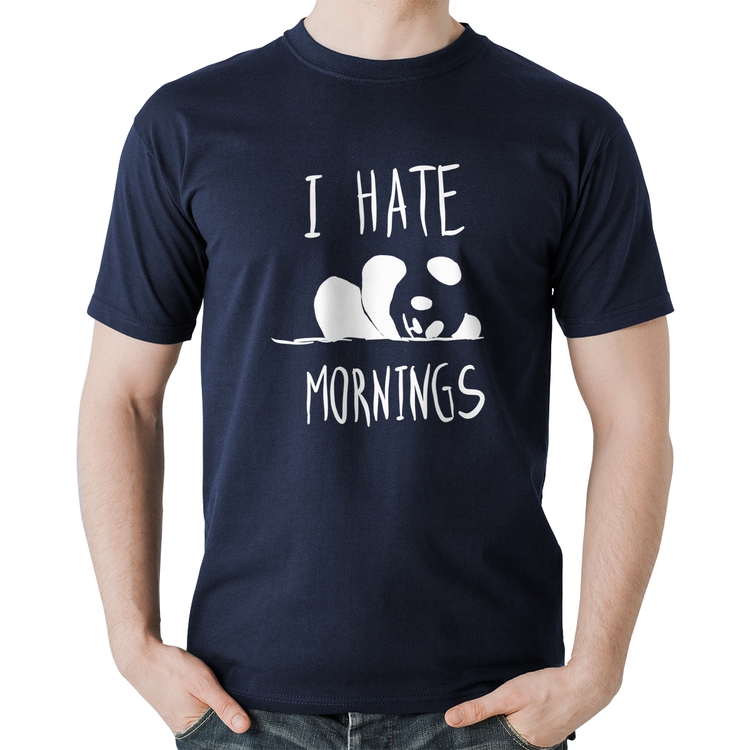 Camiseta Algodão I Hate Mornings - Marinho