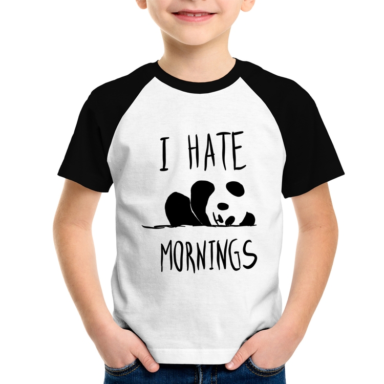 Camiseta Raglan Infantil I Hate Mornings