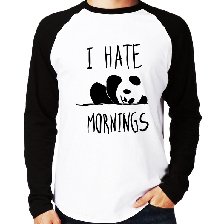 Camiseta Raglan I Hate Mornings Manga Longa