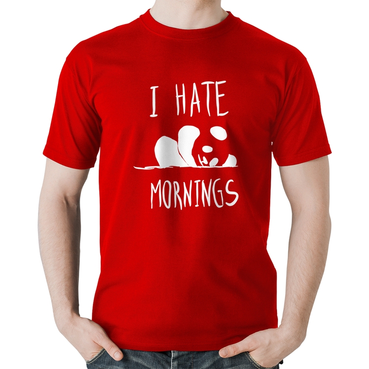 Camiseta Algodão I Hate Mornings - Vermelha