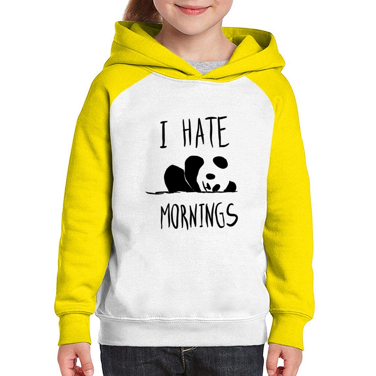 Moletom Infantil I Hate Mornings - Branco/Amarelo