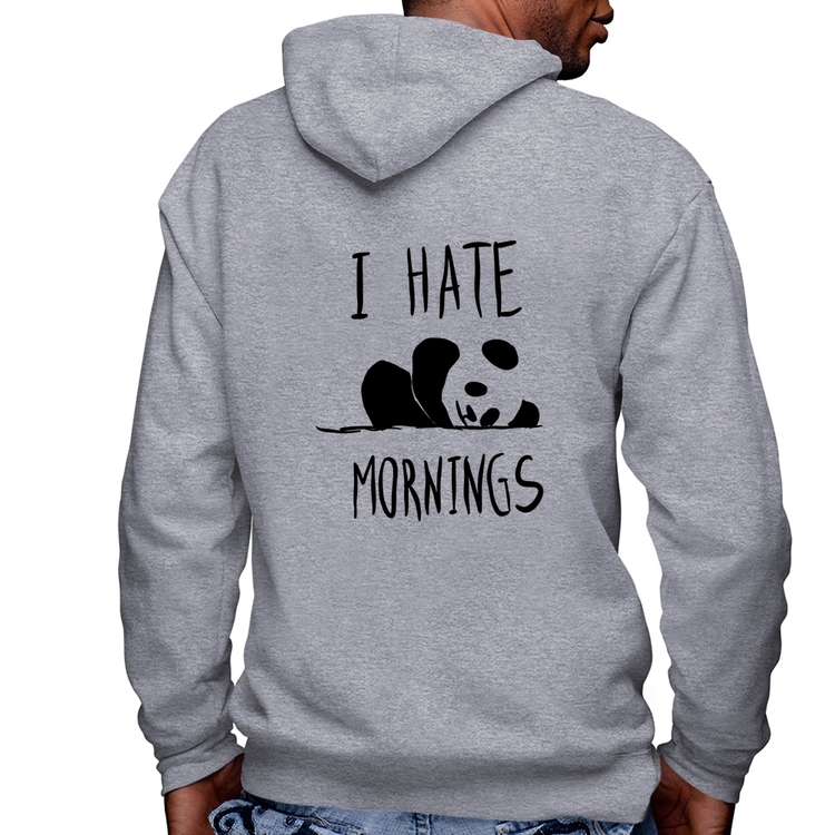 Blusa Moletom I Hate Mornings Masculina com Capuz e Zíper - Mescla