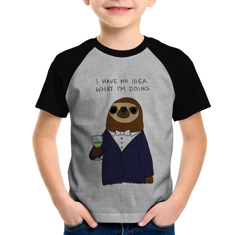 Camiseta Raglan Infantil I have no idea what I am doing - Cinza/Preto