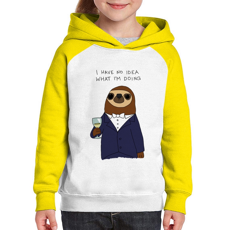 Moletom Infantil I have no idea what I am doing - Branco/Amarelo