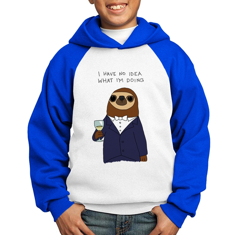 Moletom Infantil I have no idea what I am doing - Branco/Azul