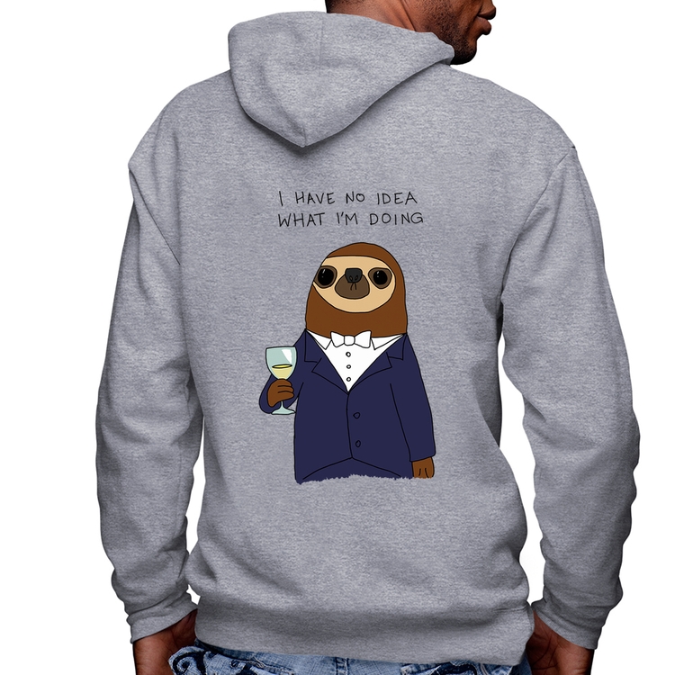 Blusa Moletom I have no idea what I am doing Masculina com Capuz e Zíper - Mescla