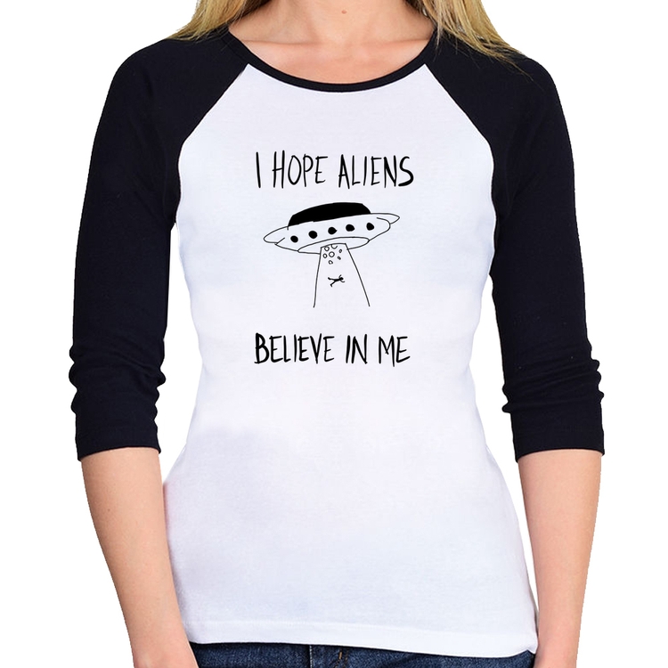 Baby Look Raglan I hope Aliens Believe In Me Manga 3/4