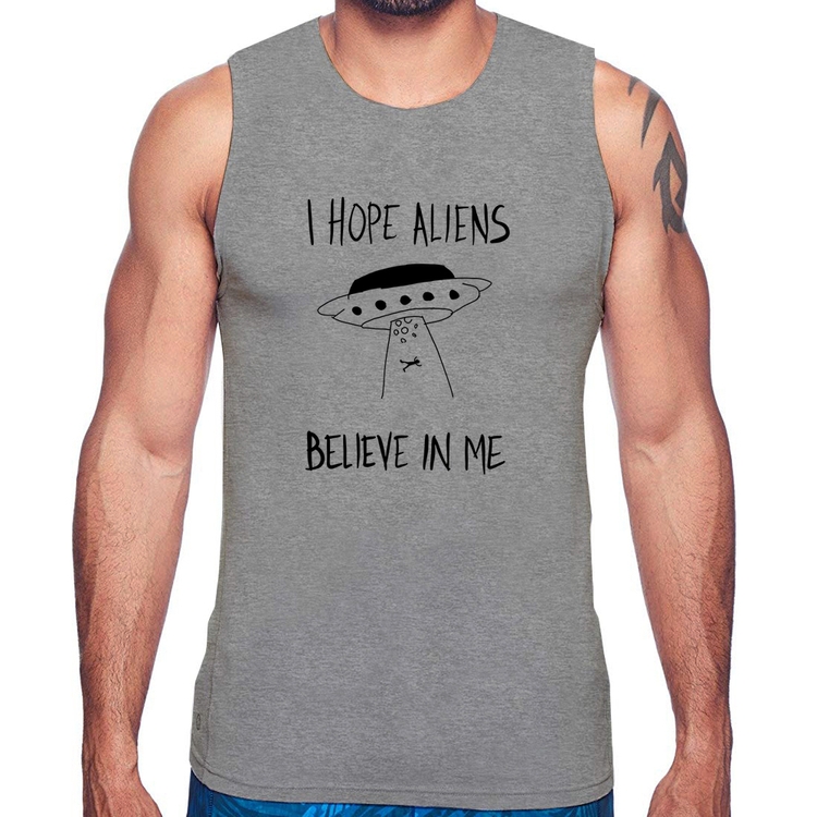 Regata I hope Aliens Believe In Me - Cinza