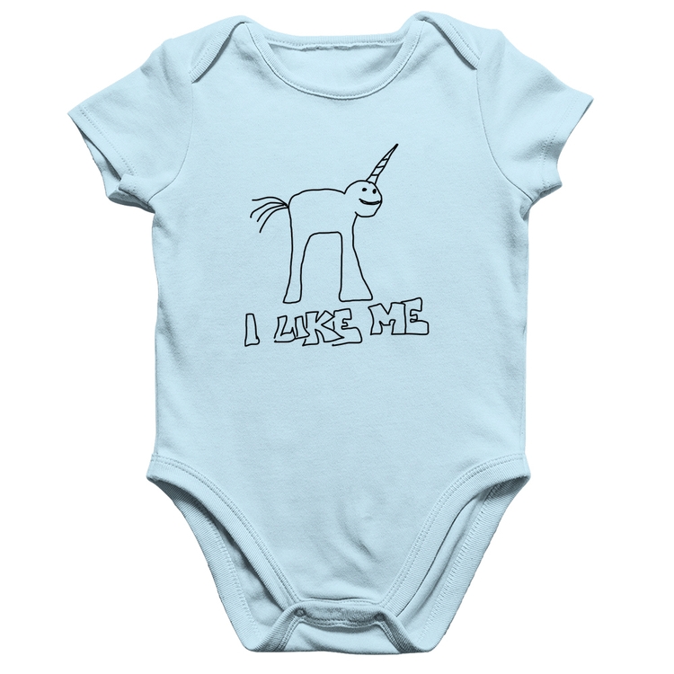 Body Bebê Algodão I Like Me - Azul Bebê