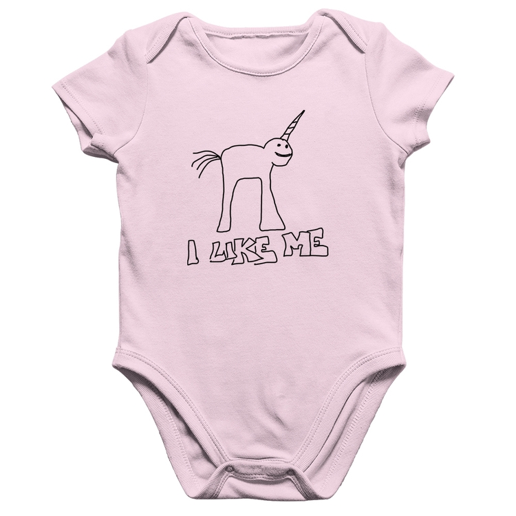 Body Bebê Algodão I Like Me - Rosa Bebê
