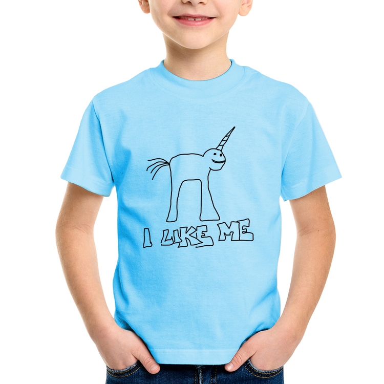 Camiseta Infantil I Like Me - Azul Bebê