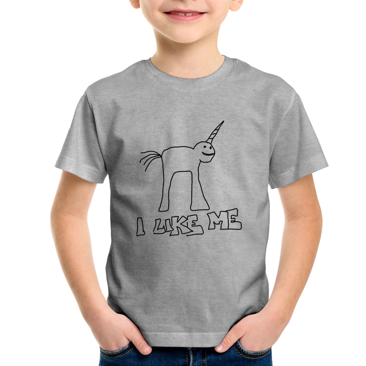 Camiseta Infantil I Like Me - Cinza