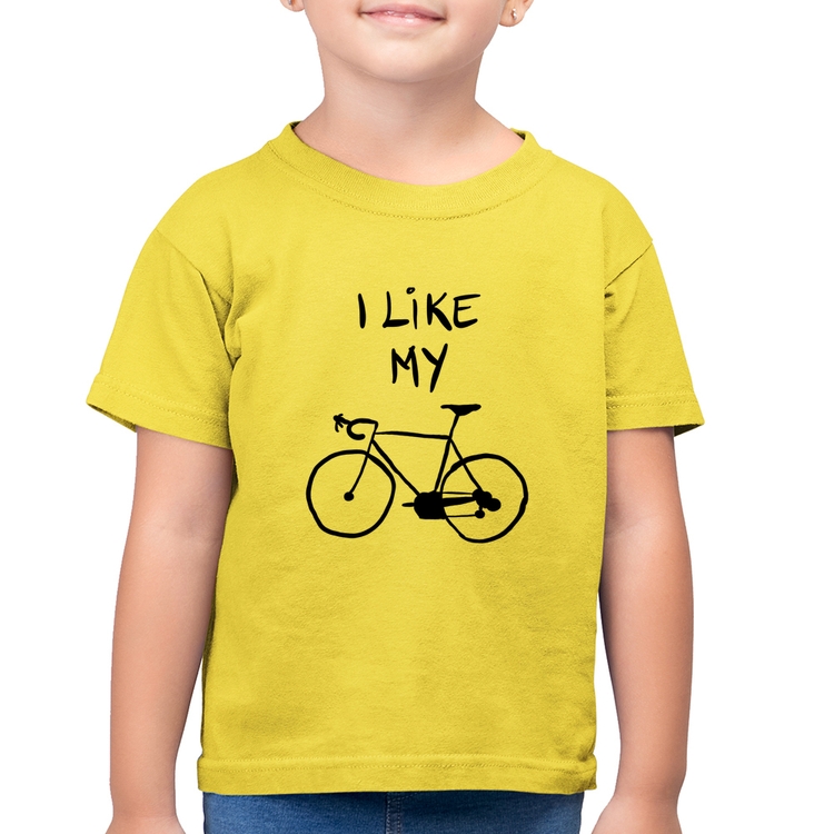 Camiseta Algodão Infantil I Like My Bike - Amarelo Canário