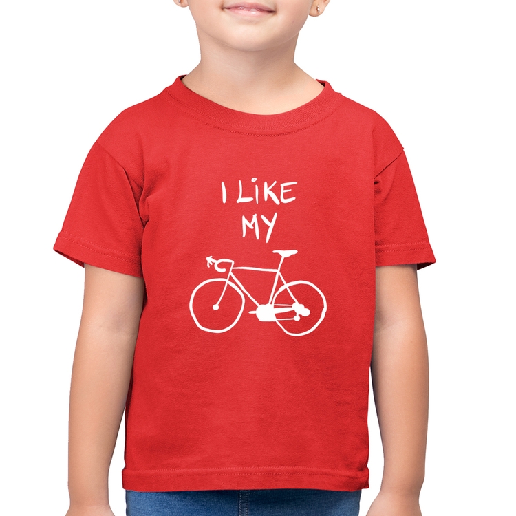 Camiseta Algodão Infantil I Like My Bike - Vermelha