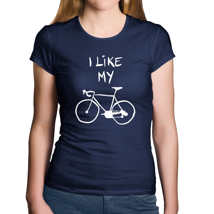 Baby Look Algodão I Like My Bike - Marinho