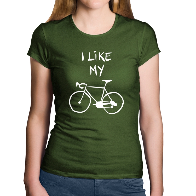 Baby Look Algodão I Like My Bike - Musgo
