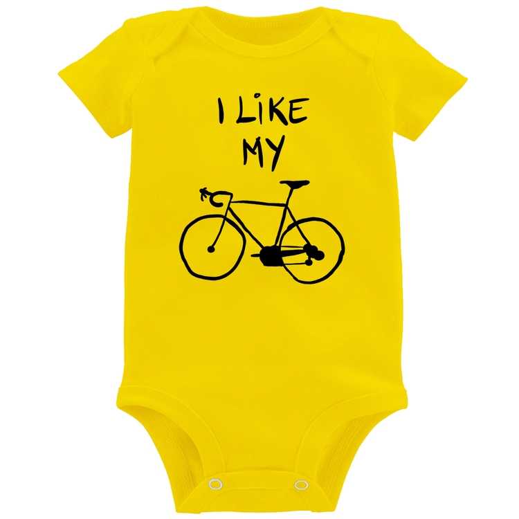Body Bebê I Like My Bike - Amarelo
