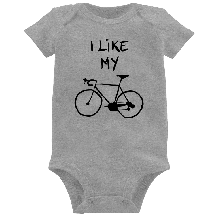 Body Bebê I Like My Bike - Cinza
