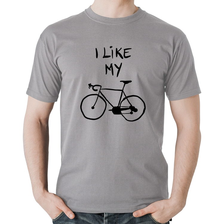 Camiseta Algodão I Like My Bike - Cinza