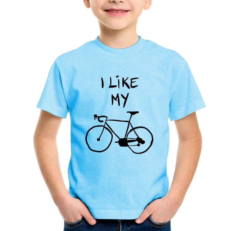 Camiseta Infantil I Like My Bike - Azul Bebê