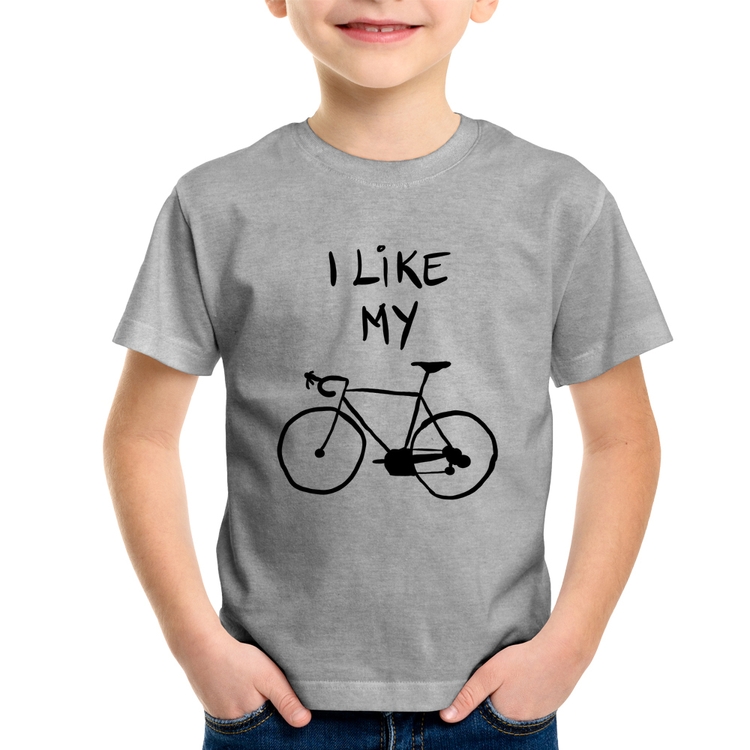 Camiseta Infantil I Like My Bike - Cinza