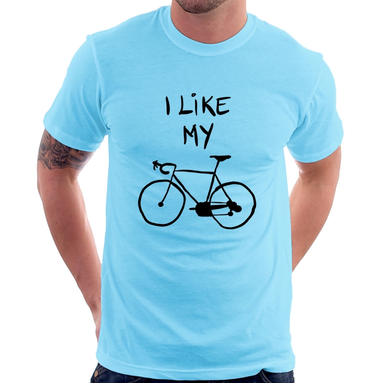 Camiseta I Like My Bike - Azul Bebê