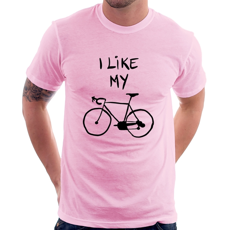 Camiseta I Like My Bike - Rosa Bebê