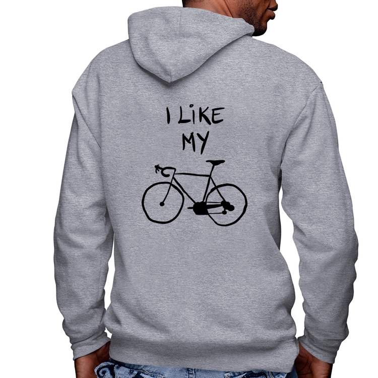 Blusa Moletom I Like My Bike Masculina com Capuz e Zíper - Mescla