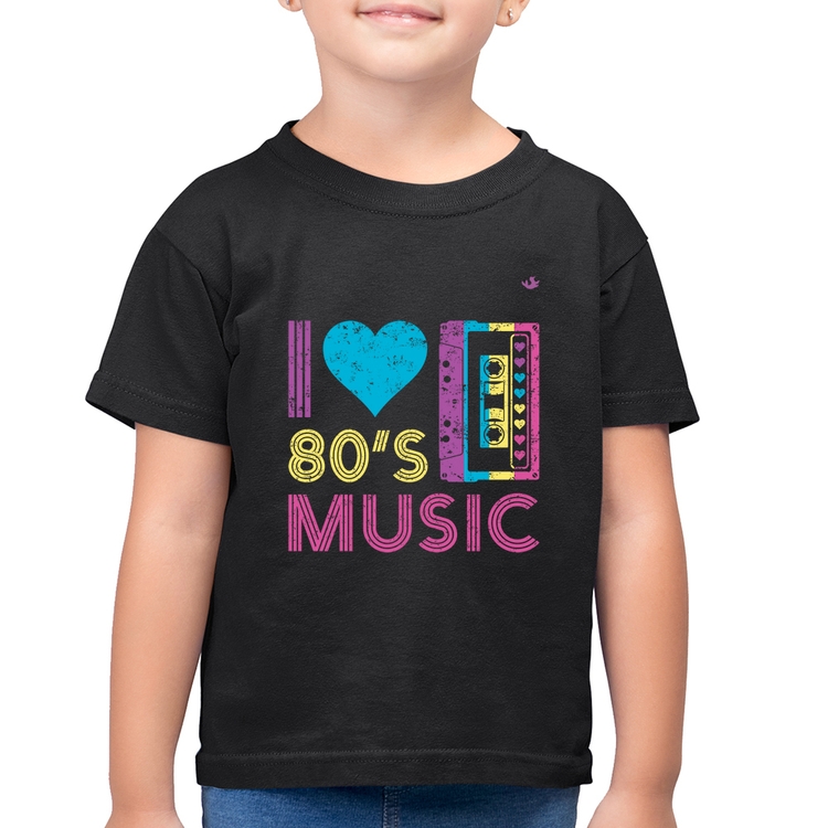 Camiseta Algodão Infantil I love 80's music