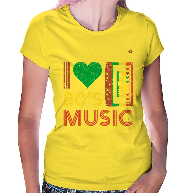 Baby Look I love 80's music - Amarela