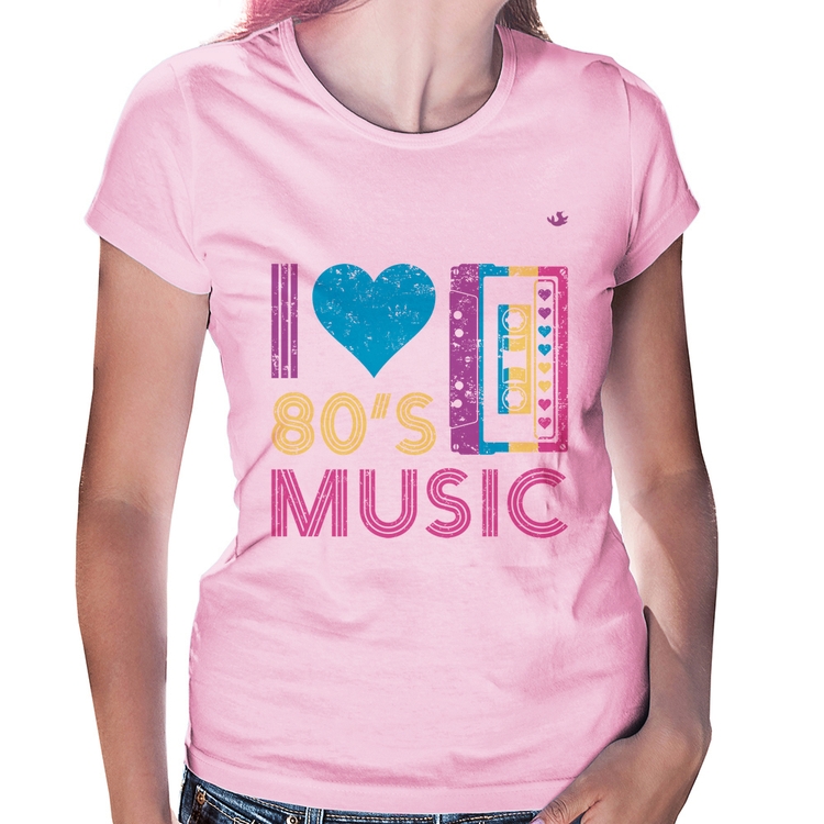 Baby Look I love 80's music - Rosa Bebê