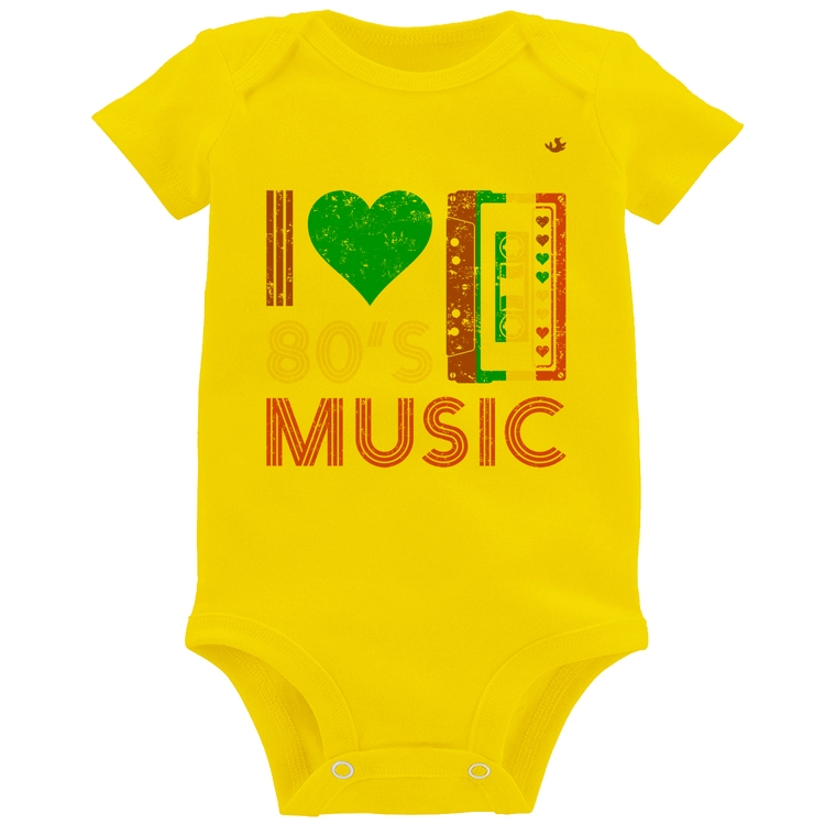 Body Bebê I love 80's music - Amarelo