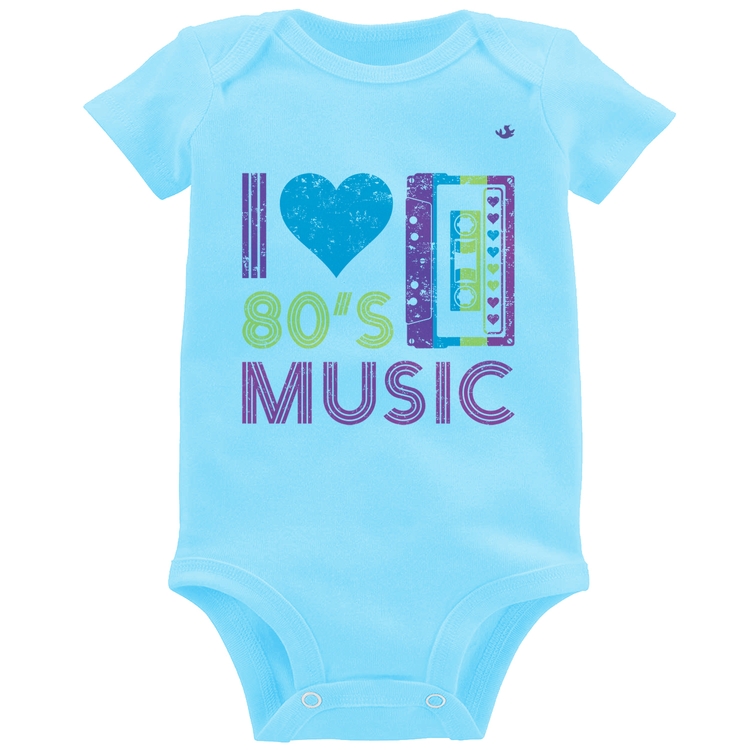 Body Bebê I love 80's music - Azul Bebê