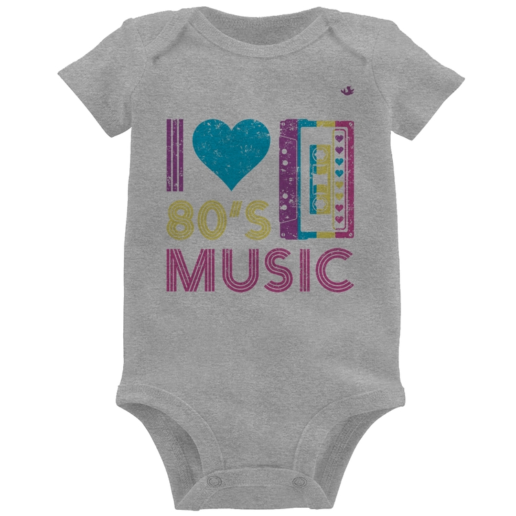 Body Bebê I love 80's music - Cinza