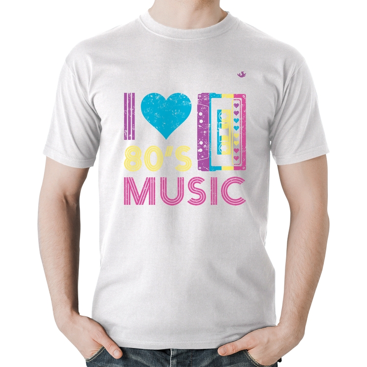 Camiseta Algodão I love 80's music - Branca